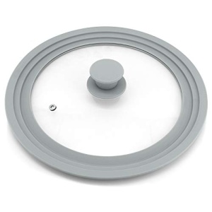 TOPULORS Universal Lid for Pots, Pans and Skillets, Tempered Glass with Silicone Rim Fits All 9 to 11 Inch Diameter Cookware, Frying Pan Cover, Replacement Lid, Dishwasher Safe, Grey