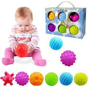 ROHSCE Baby Textured Multi Sensory Toys Massage Ball Gift Set BPA Free for Toddlers 1-3 Soft Balls Montessori Infant Baby Toys 6 to 12 Months 6 Pack